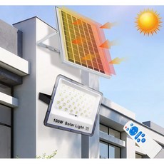 담스플러스 100W 강력한 LED 태양광 충전식 야외등 조명등 랜턴 센서 벽등 작업등 투광기 리모컨 포함, 1개