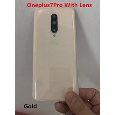 터치스크린패널 Oneplus 7 Pro One Plus 유리 후면 커버 수리 용 7Pro 하우징 배터리 도어 케이스 로고 카메라 렌즈 접착제 교체 원플러스 프로 원 플러스, [01] 황금, 01 황금