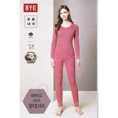 BYC 여성내복 전판 꽃나염 순면 라운드넥 시보리 105사이즈만 - byc여성면내복