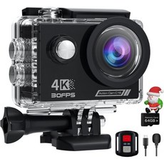 64G SD 카드가 장착된 4K 30FPS 액션 카메라131FT 방수 카메라 WiFi 수중 20MP 리모컨이 있는 헬멧 170° 스포츠 마운트 키트가 브이로그