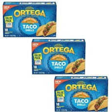 3개세트 오르테가 옐로우 콘 타코 쉘 18개 Ortega Taco Shells 210g