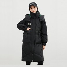 ANYOU 롱패딩 여성 커플 겨울 덧대 오리털 브랜드 롱패딩 국내배송