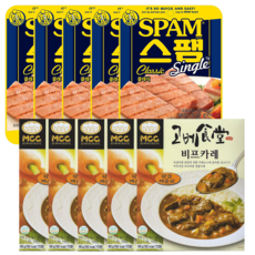 (5+5) CJ 스팸 싱글 클래식 80g x 5개 + 고베식당 비프카레 약간매운맛 160g x 5개