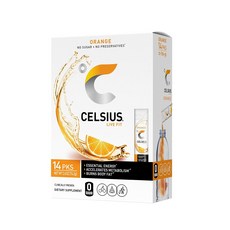 [1/2/3/4/5/6박스 택1] Celsius 셀시어스 온더고 오렌지맛 무설탕 분말 14스틱 /박스, 74.2g, 3개