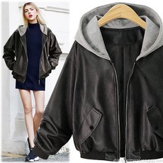 라오농 봄가을 빅 사이즈 후드 PU 가죽 점퍼 야구복+d2502LL