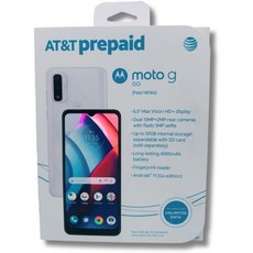 모토로라 모토고는 ATT 선불 포스트 페이 크리켓 H2o Red Pocket GSM 6.5인치 HD디스플레이 32GB 스토리지 4000mAh 배터리 화이트ATT MVN