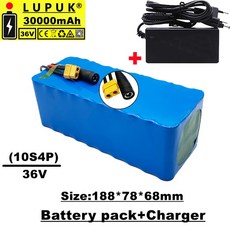 전기자전거 충전기Lupuk-36v 배터리 팩 1000 와트 10s4p 30Ah 전기 자전거에 적합 BMS + 42v 장착, XT60