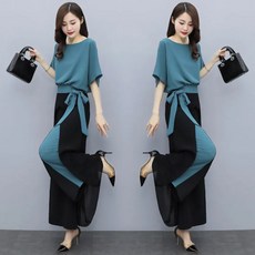 쉬폰티셔츠와이드팬츠세트