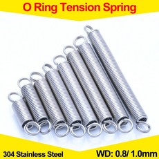 304 스테인레스 스틸 O 링 풀백 인장 스프링 304SUS Cylindroid 헬리컬 코일 익스텐션 와이어 직경 0.8mm 1mm, [02] 1.0mm, [01] 6mm, [14] 120mm (2Pcs), 2개