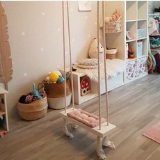 야외실외 정원 팬션 원목 나무 그네의자 인스풍실 내 그네리걸스 아이 방장식 원목면 스트링, 01 A타입핑크(나사체포함)