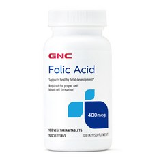 GNC 엽산 400mcg 100정 (타블렛) Folic Acid 100tabs, 1개, 100개