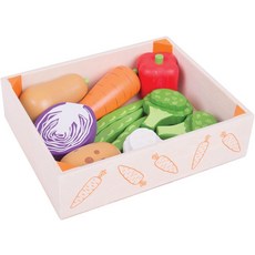 Bigjigs Toys Wooden Vegetable Crate - Play Food and Role Play Toys, 한개옵션0