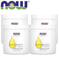 (4팩 기획) 나우푸드 솔루션 퓨어 라놀린 크림 모이스처라이저 엘보 힐스 풋 Pure Lanolin 198g, 4개