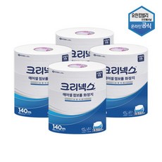 크리넥스 에어셀 점보롤 화장지 140m, 3롤, 4개