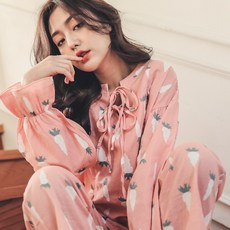 임산부잠옷 봄가을 순면 거즈 산후조리복 산모 분만후 수유 수유복 임신기 임산부 잠옷 여자가정용 홈웨어
