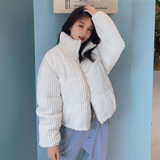 DFMEI 하이넥 코듀로이 다운 패딩 코트 숏