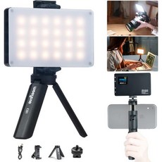 VILTROX CRI 95 LED 비디오 라이트 휴대용 온 카메라 포켓 포토 미니 삼각대 폰 홀더 포함 DSLR 캠코더 25008500K 조광 소형 패널 내장 배터리 LCD 디, 1개