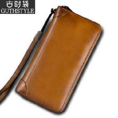 남자 지갑 빈티지 남성 핸드백 수제 가죽 남 헤드업 소가죽 머니클립 진피 롱 지퍼 대용량