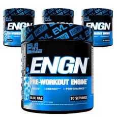 EVLUTIONNUTRITION ENGN 프리-워크아웃 엔진 블루 라즈 맛, 4개, 312g