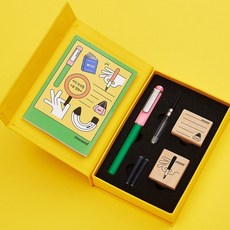 모나미 라인 만년필 - 위시 Wish 패키지 + 쇼핑백, 네이비 옐로우