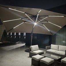  카나모 태양광 LED 초특대형 폴딩 파라솔 3X4m 대형 초대형 야외 정원 카페 테라스 낚시 캠핑, 태양광 LED 초특대형 파라솔 3x4m, 카키 