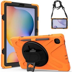 갤럭시 탭 케이스 삼성 갤럭시탭 S6 Lite 10.4인치 20222020 모델 SMP610P613P615P619 360 회전 스탠드손어깨 스트랩 밀리터리 등급의 충격 방지 보호