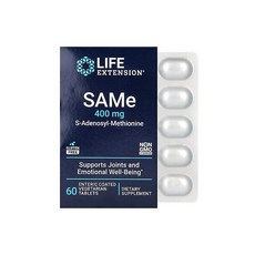 SAMe S-Adenosyl-Methionine 400 mg 60 Enteric Coated Vegetarian Tablets 779204, 1개