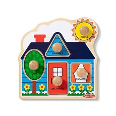 Melissa & Doug 점보 나무 손잡이 퍼즐 세트 모양/헛간, Shapes