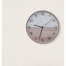 올담데이 디자인 저소음벽시계 엔틱 홈스타일링 마블대리석우드 포인트원형벽시계