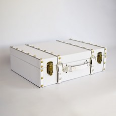 앤틱 락커 빈티지 박스 앤티크 장서 보물함 수납 정리함 아이디어 포장함, (중사이즈)44x31x13cm + 베이지색개