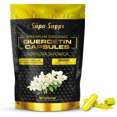 Supa 오가닉 퀘르세틴 캡슐 공급 고 500mg 수분 게이너 비건 6개월 180캡슐, 180정, 1개