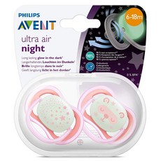 아벤트 울트라에어 야광 노리개젖꼭지 2단계 2p, SCF376/22*2단계(6~18개월) 핑크 2P