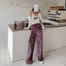 베이비윙 하이웨이스트 플리츠 여성 겨울 가을 하이웨스트 드롭 루즈핏 스트레이트핏 일자 맥시 긴바지