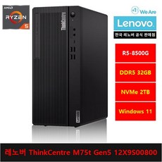 레노버 ThinkCentre M75t Gen5 12X9S00800 R5-8500G Win11 Home, 2TB, 32GB, Black