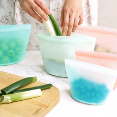 Han-kee 프리미엄 2중 밀폐 실리콘 지퍼백 S + M + L 3종 세트, 1세트, 500ml+1000ml+1500ml