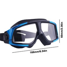 수영 고글 대형 프레임 안경 실리콘 벨트 수중 큰 안경 여름을위한 안개 방지 방수 스포츠 광학 안경, 검은색, 1개