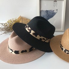 레오파드 페도라 모자 밀짚 393cEA5c9