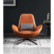 북유럽풍 라운드 에그 체어 라운지 회전 의자 1인용, 베이지