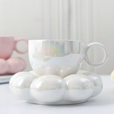 메리테이블 구름 컵 찻잔 커피잔 세트, 오로라 펄, 1개 오로라 펄, 1개