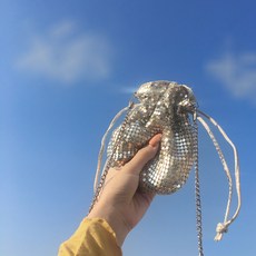글로벌셀러창업연구소 미니체인크로스백 인싸템 글리터 클럽 조거 드로스트링 거스름돈 단 어깨 스타일리시 체인백 여성