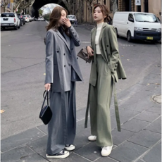 여성 정장세트 투피스 캐주얼 코트+긴바지 슬랙스 세트