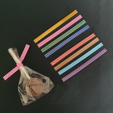 포장용 철사 타이 - 포장끈 / 빵끈 / 체크 PET 리본 타이 8종 (50개), 6번. 초코, 50개