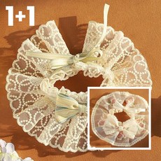 YUEMEIYD 강아지 고양이 1+1 레이스 망사 자수 넥카라 3컬러, 03 옐로우+핑크