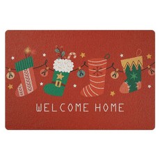 뉴 크리스마스 레드 pvc 홈매트 가정용 집먼지 먼지제거 발매트 현관문 앞 미끄럼방지 매트 카펫