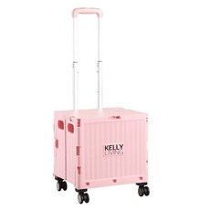 켈리리빙 접이식 쇼핑카트 4바퀴 360도 특대형 BK-019, 크림핑크, 1개