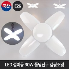 SS라이트 LED 접이등 30W 폴딩전구 플라워 바람개비캠핑차박조명 E26, 주광색