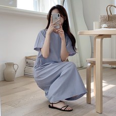앤샵 [자체제작/국내생산] 여성용 링클 아노락 반팔 뒷주머니 롱 원피스(3color)