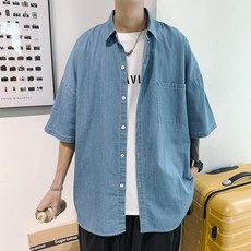 남자여름청셔츠셋업