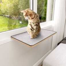 고양이 창틀 선반 -큐브플래닛- (소형 라운드형 고양이 쉼터), 브라운 카펫, 라운드 선반