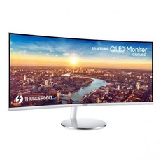 SAMSUNG 리퍼브 삼성 LC34J791WTNXZA 34인치 CJ791 울트라와이드 커브드 모니터 스피커 게이밍 맥북 호환 썬더볼트3 QLED 100Hz 화이트